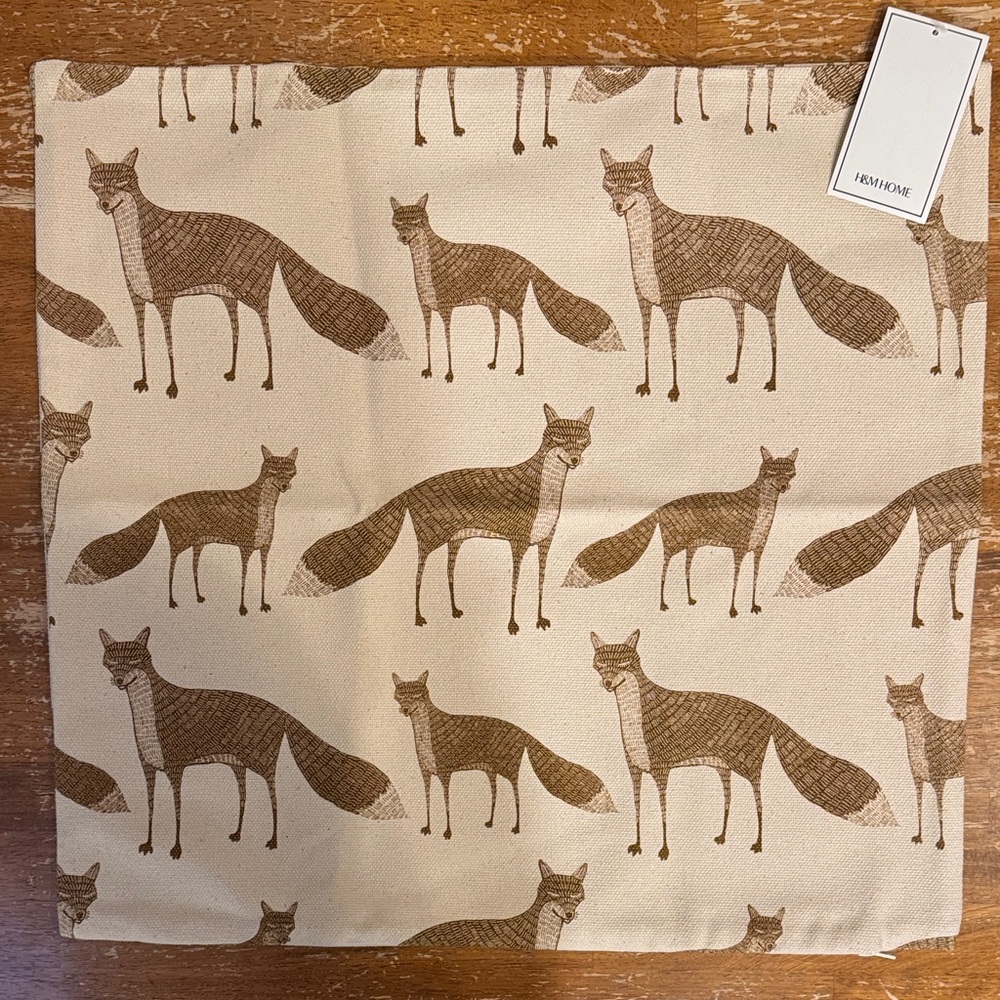 H&M Brown Fox Accent Pillow Cover